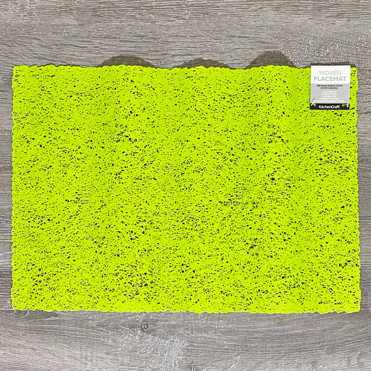 1x KitchenCraft Woven Green Rectangular Placemat Dining Table Hard Wearing Mat