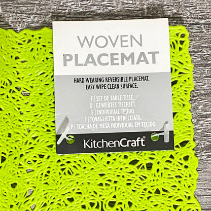 1x KitchenCraft Woven Green Rectangular Placemat Dining Table Hard Wearing Mat