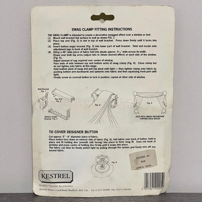 Vintage Kestrel Curtain Swag Clamp Valance Holder Hook & Holdbacks Kit Set Rare