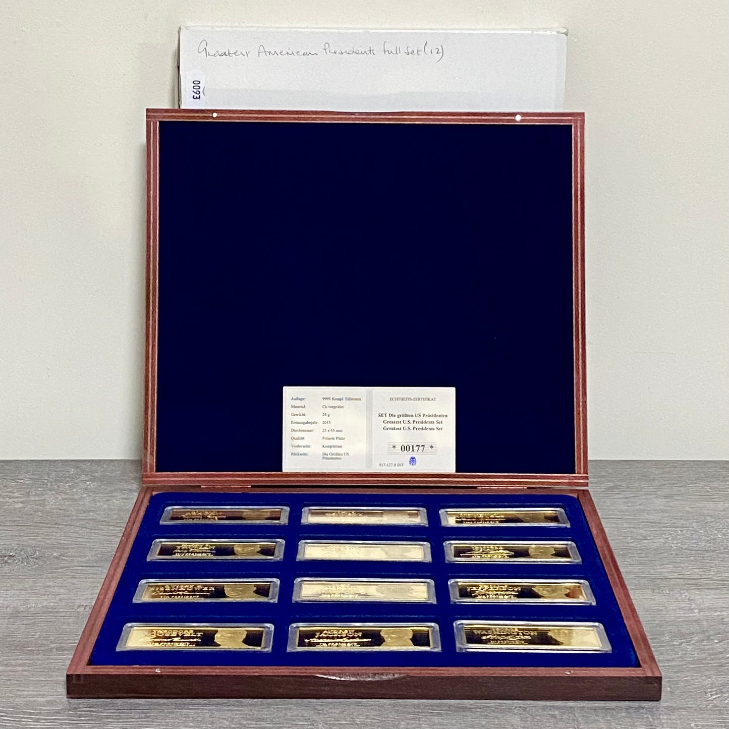 Windsor Mint Greatest American US Presidents Ingot Set 24k Cu Gold Plated & Case