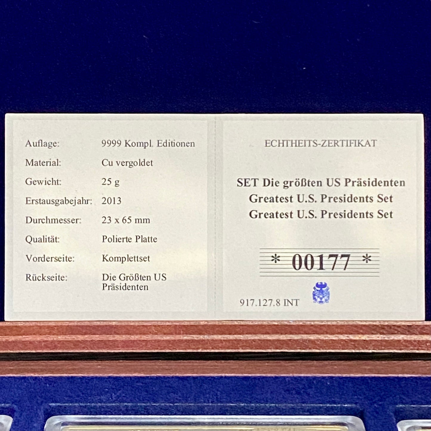 Windsor Mint Greatest American US Presidents Ingot Set 24k Cu Gold Plated & Case