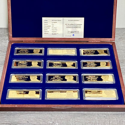 Windsor Mint Greatest American US Presidents Ingot Set 24k Cu Gold Plated & Case