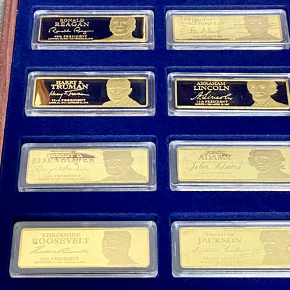 Windsor Mint Greatest American US Presidents Ingot Set 24k Cu Gold Plated & Case