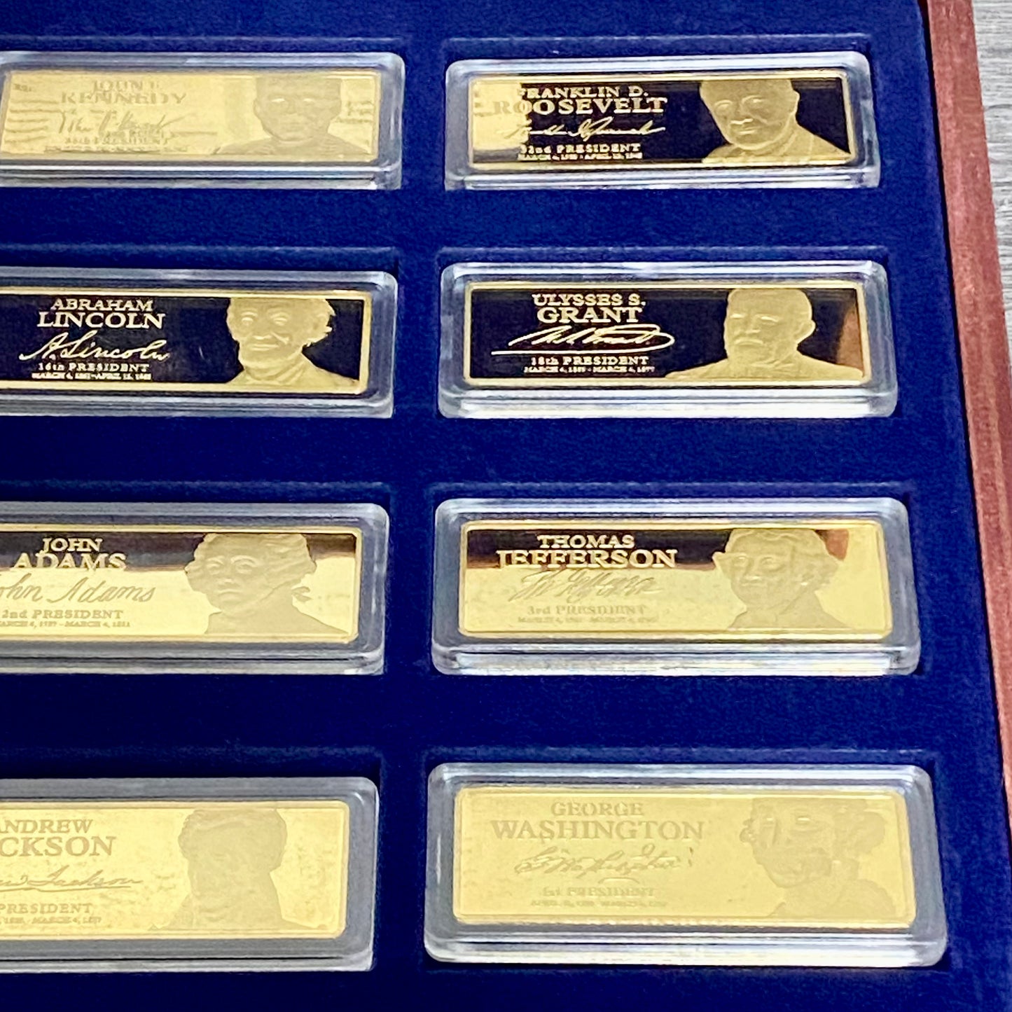 Windsor Mint Greatest American US Presidents Ingot Set 24k Cu Gold Plated & Case