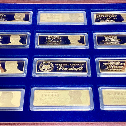 Windsor Mint Greatest American US Presidents Ingot Set 24k Cu Gold Plated & Case