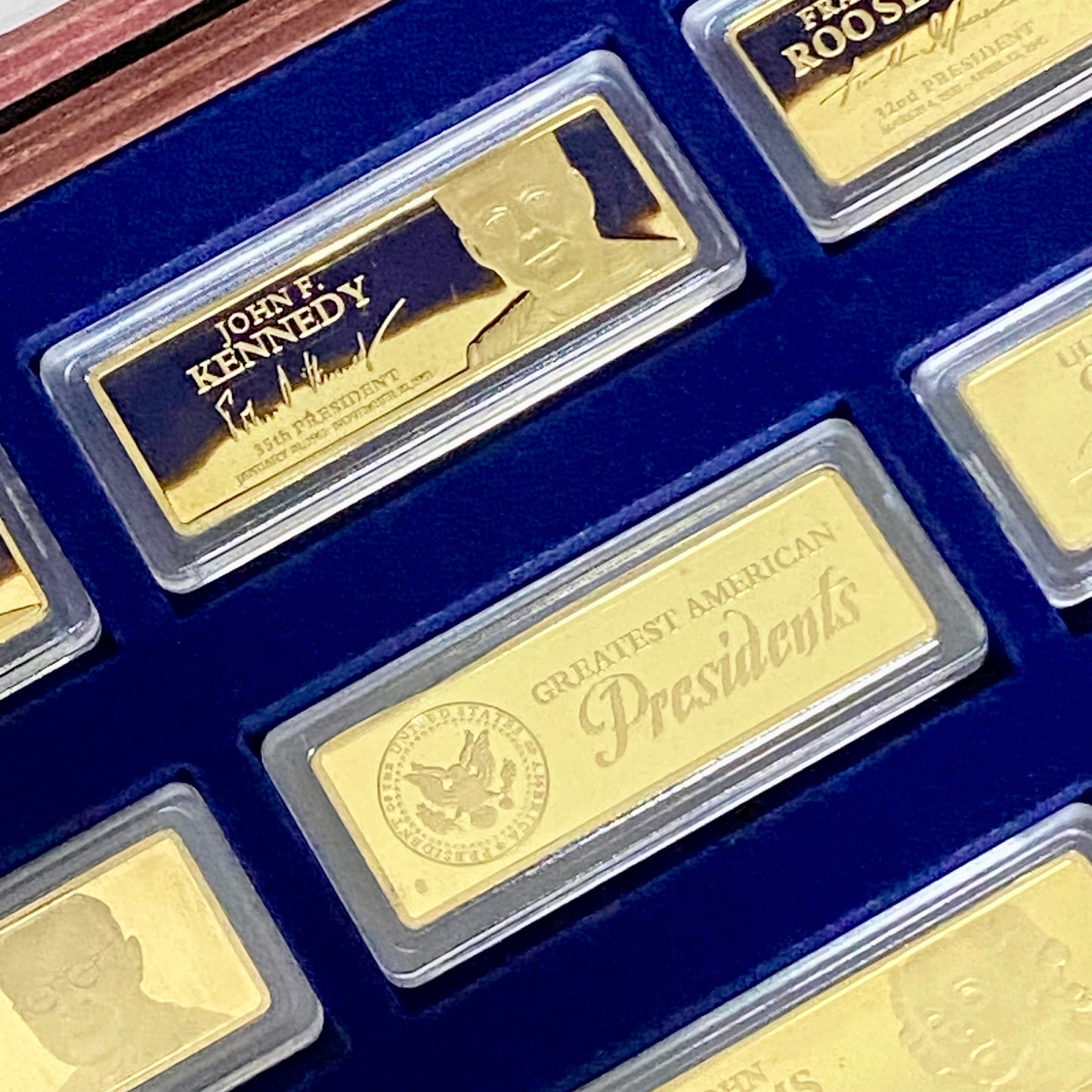 Windsor Mint Greatest American US Presidents Ingot Set 24k Cu Gold Plated & Case