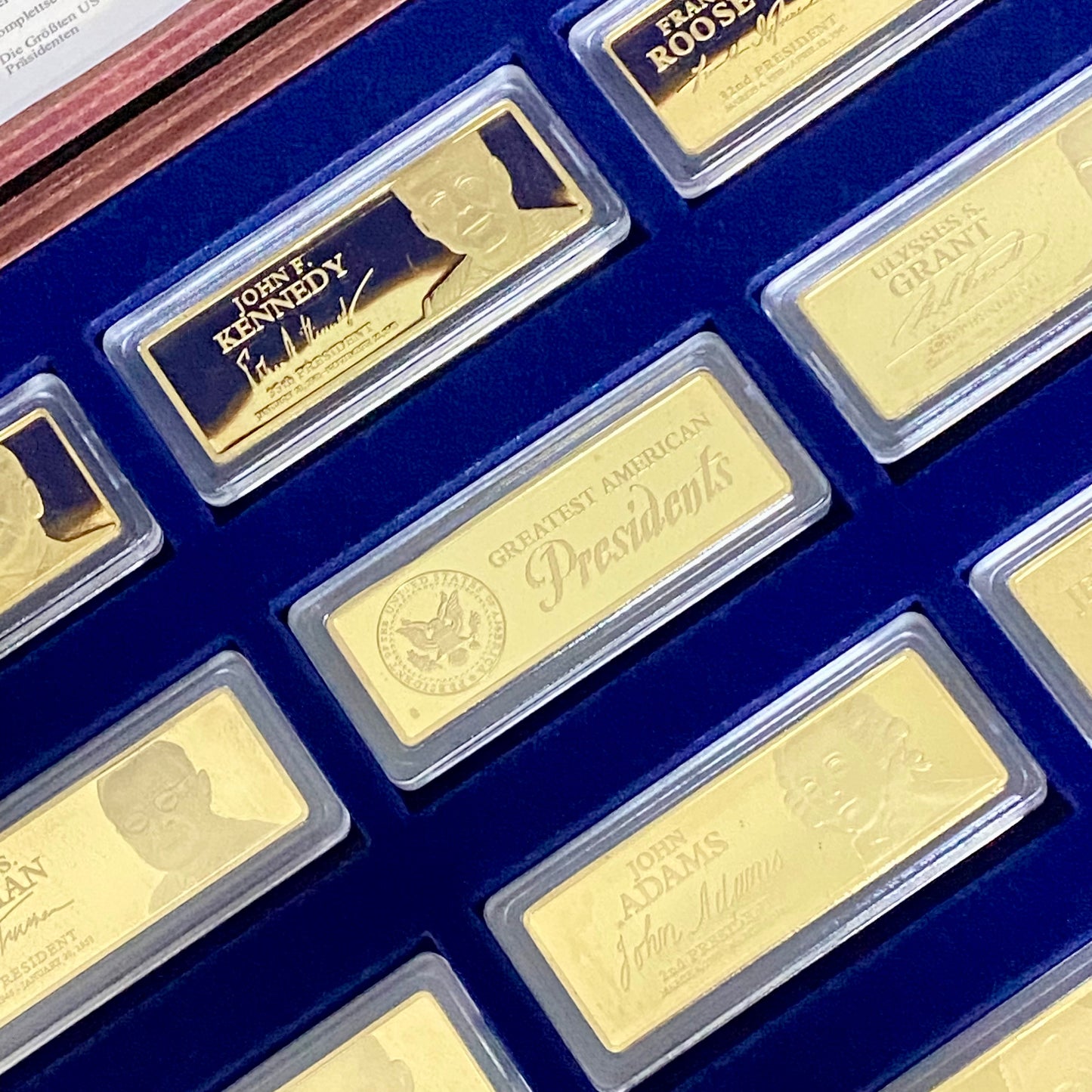 Windsor Mint Greatest American US Presidents Ingot Set 24k Cu Gold Plated & Case