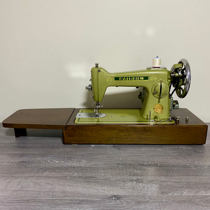 Vintage Rainbow Electric Sewing Machine Gold Colour & Carry Case VGC Very Rare
