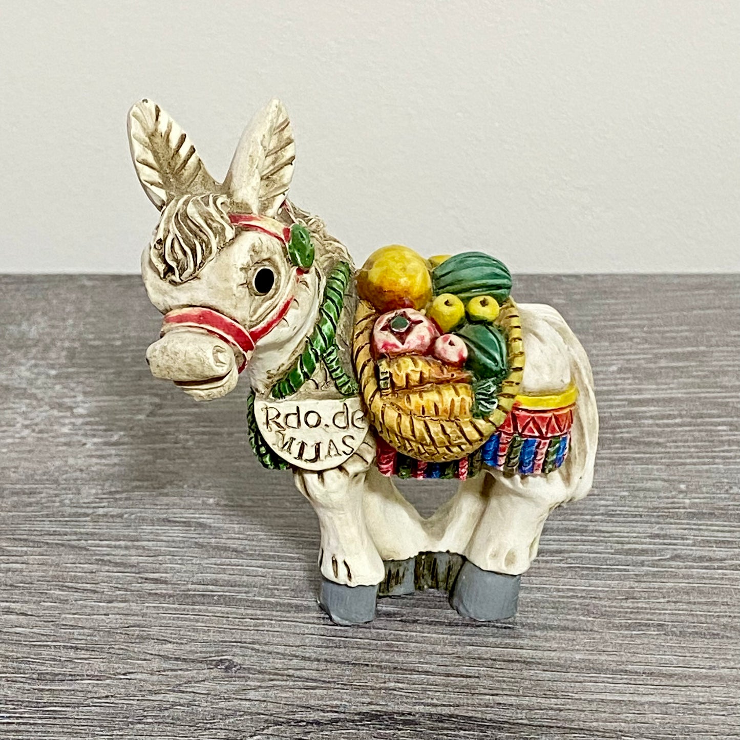 Vintage Small Spanish Donkey Carrying Fruit Figurine Mijas Souvenir Gift Figure