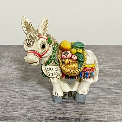 Vintage Small Spanish Donkey Carrying Fruit Figurine Mijas Souvenir Gift Figure