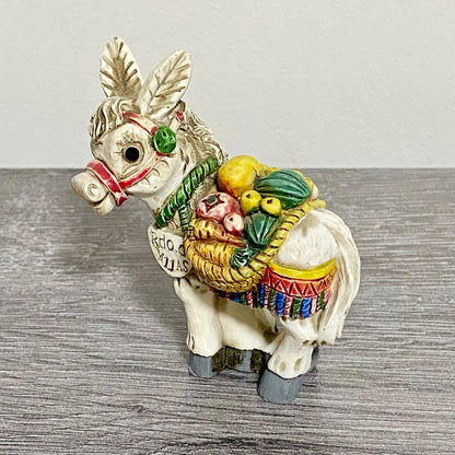 Vintage Small Spanish Donkey Carrying Fruit Figurine Mijas Souvenir Gift Figure