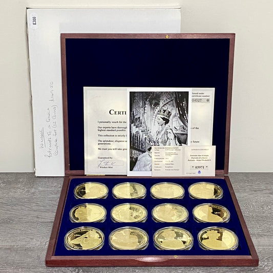 Windsor Mint Portrait Of A Queen Complete Set 24k Cu Gold Plated & Case + Print