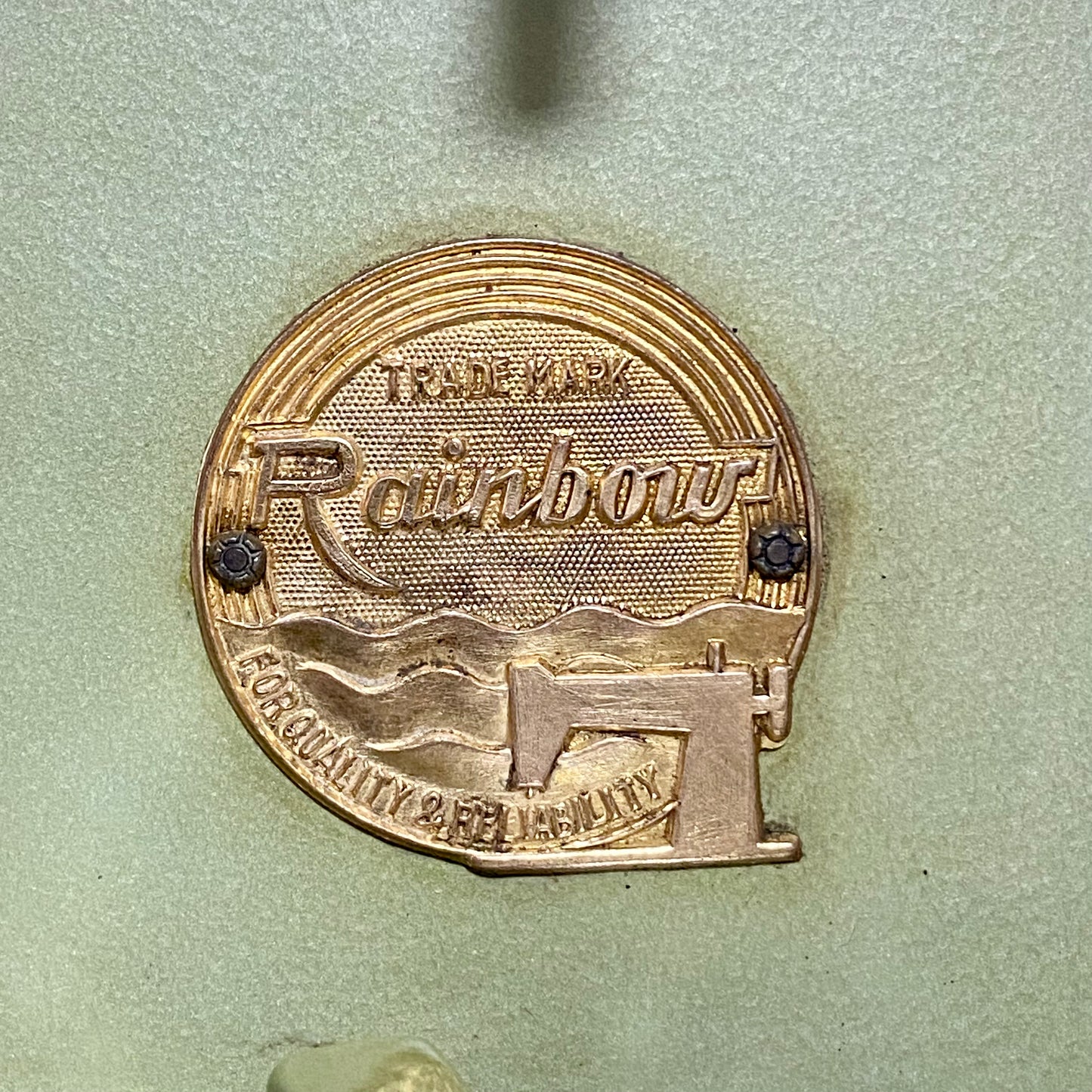 Vintage Rainbow Electric Sewing Machine Gold Colour & Carry Case VGC Very Rare