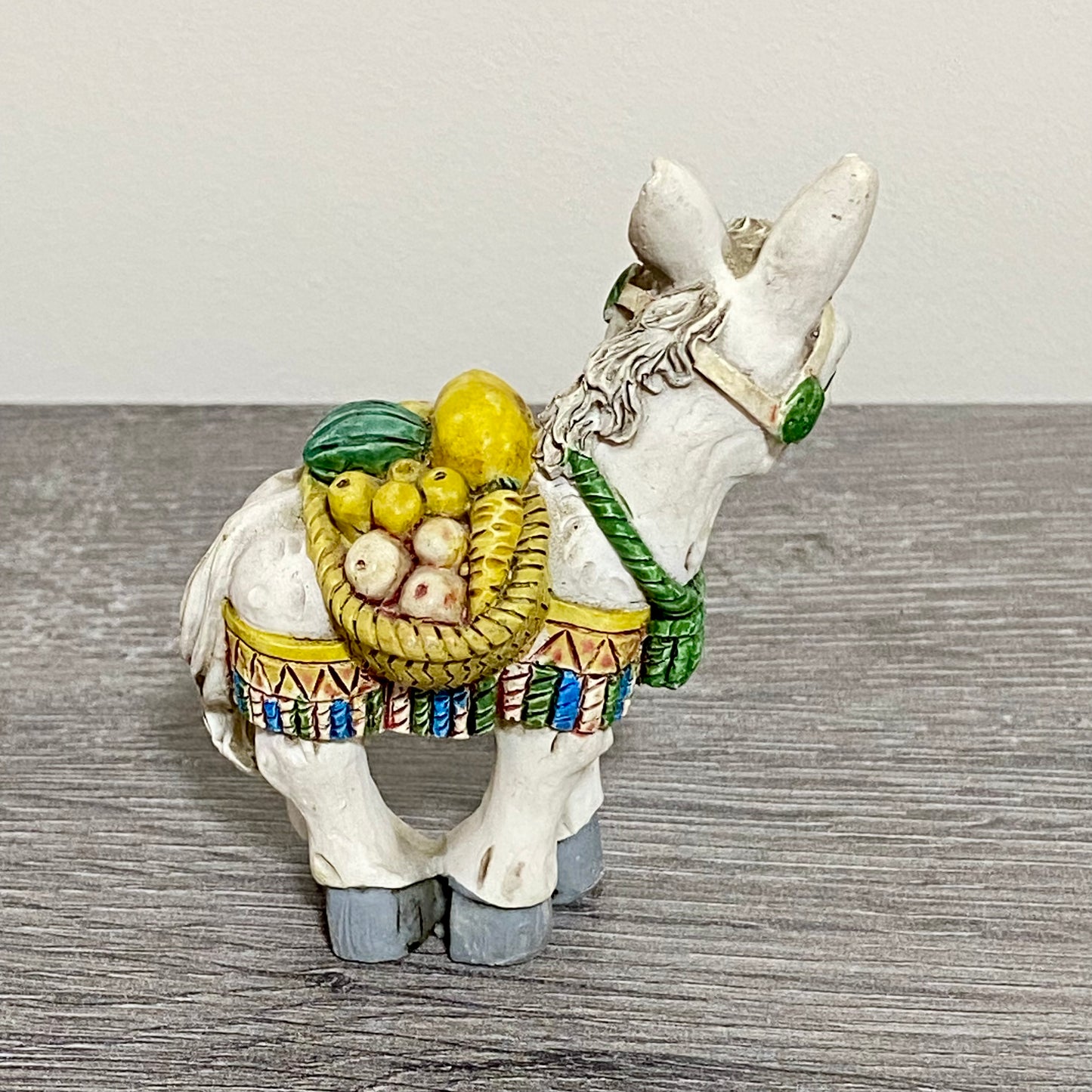 Vintage Small Spanish Donkey Carrying Fruit Figurine Mijas Souvenir Gift Figure