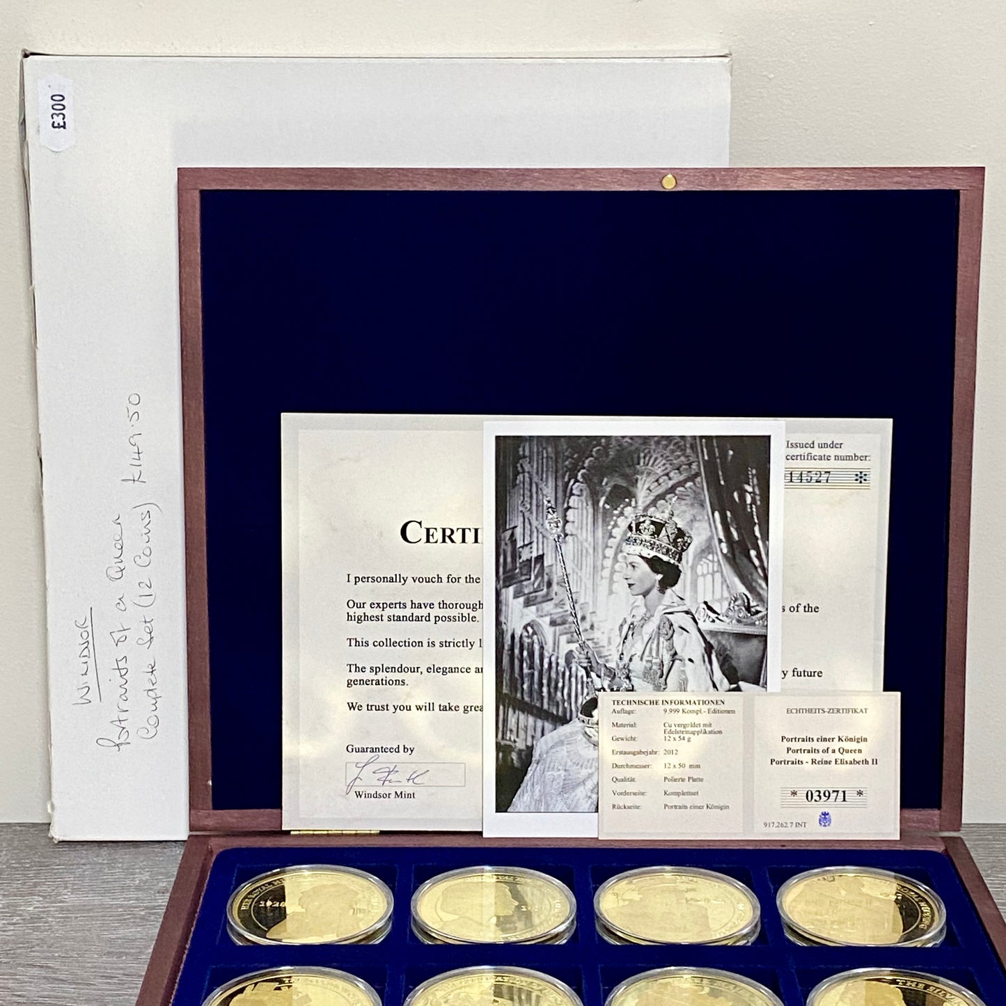 Windsor Mint Portrait Of A Queen Complete Set 24k Cu Gold Plated & Case + Print