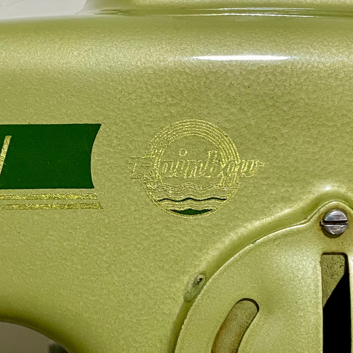 Vintage Rainbow Electric Sewing Machine Gold Colour & Carry Case VGC Very Rare