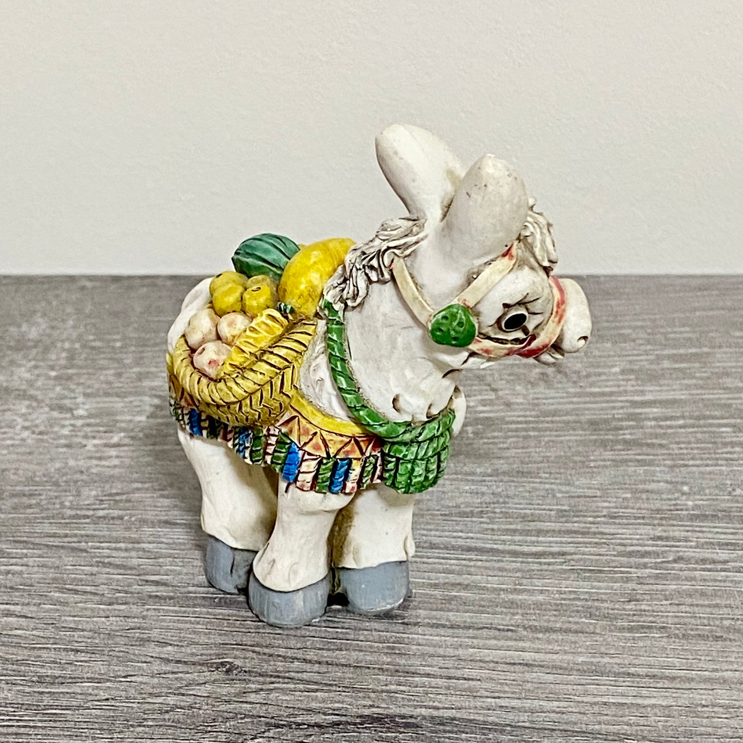 Vintage Small Spanish Donkey Carrying Fruit Figurine Mijas Souvenir Gift Figure