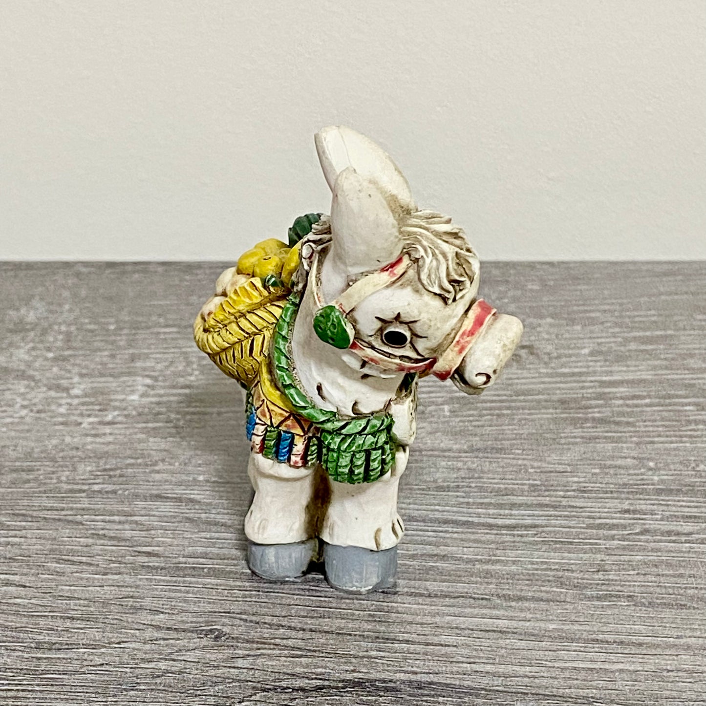 Vintage Small Spanish Donkey Carrying Fruit Figurine Mijas Souvenir Gift Figure