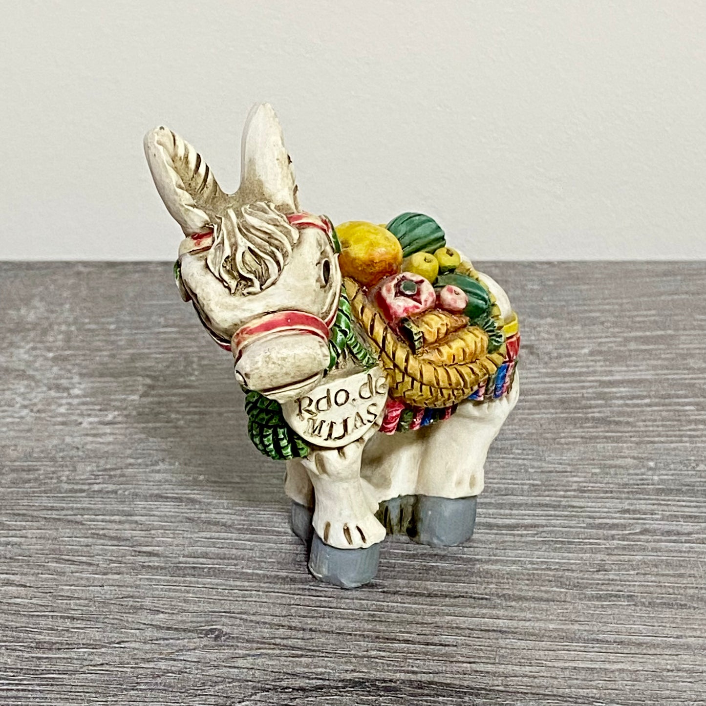 Vintage Small Spanish Donkey Carrying Fruit Figurine Mijas Souvenir Gift Figure