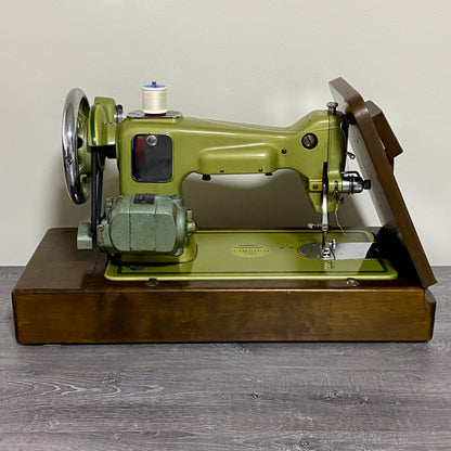Vintage Rainbow Electric Sewing Machine Gold Colour & Carry Case VGC Very Rare