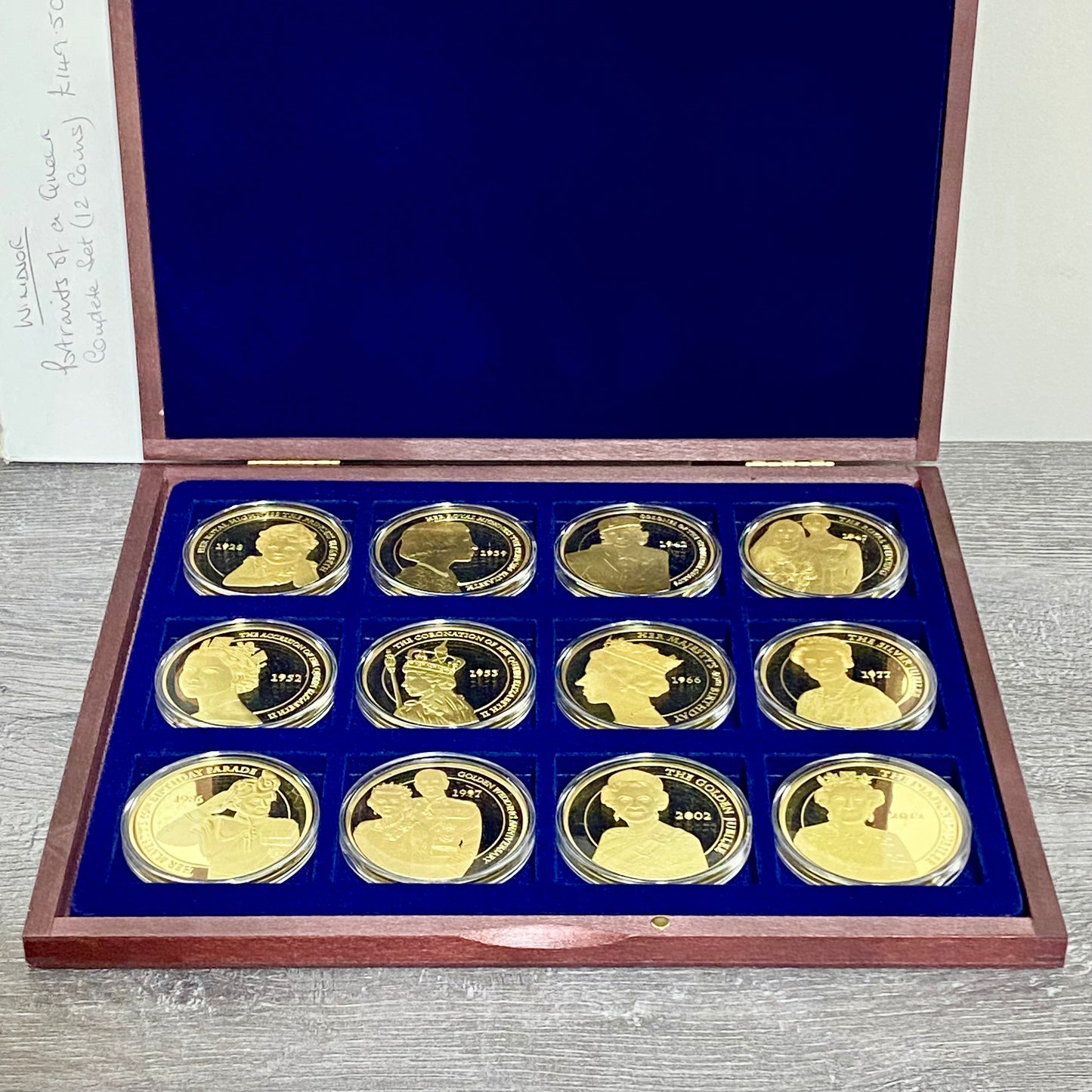 Windsor Mint Portrait Of A Queen Complete Set 24k Cu Gold Plated & Case + Print