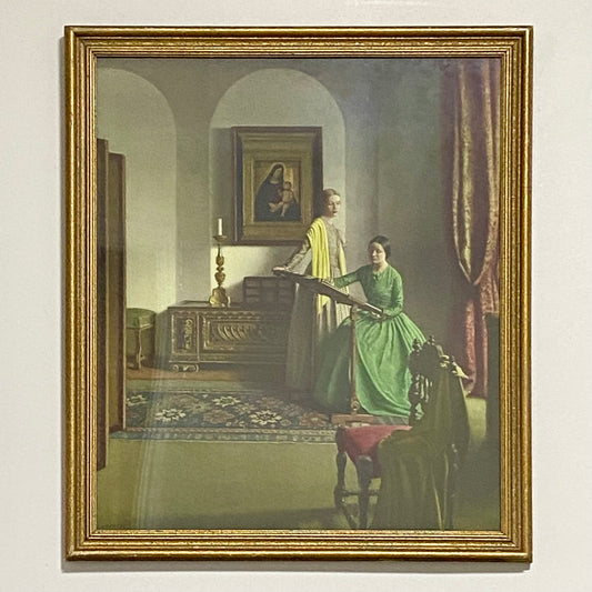 Vintage The Sampler Art Print Leonard Campbell Taylor 1933 Signed Framed Glazed