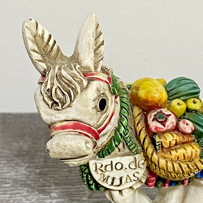 Vintage Small Spanish Donkey Carrying Fruit Figurine Mijas Souvenir Gift Figure