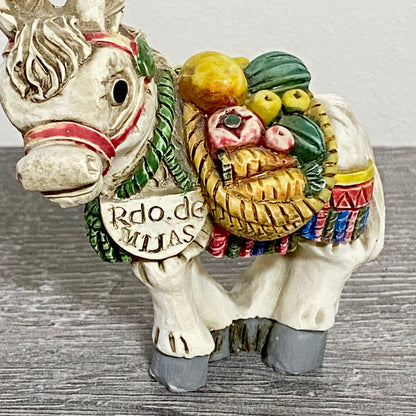 Vintage Small Spanish Donkey Carrying Fruit Figurine Mijas Souvenir Gift Figure