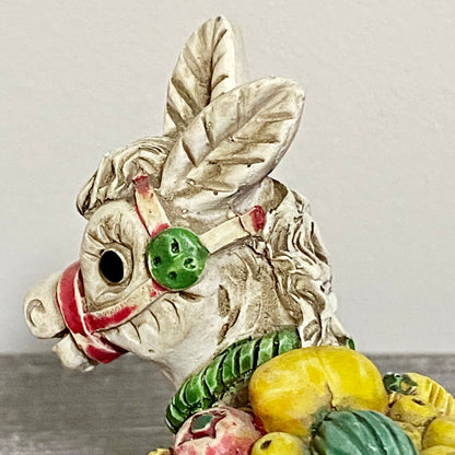 Vintage Small Spanish Donkey Carrying Fruit Figurine Mijas Souvenir Gift Figure
