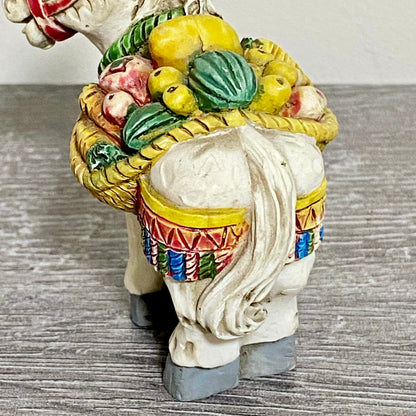 Vintage Small Spanish Donkey Carrying Fruit Figurine Mijas Souvenir Gift Figure