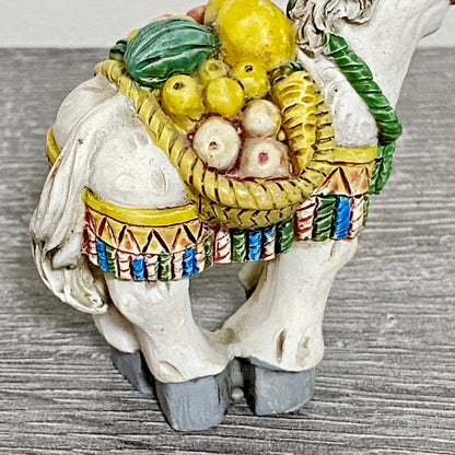 Vintage Small Spanish Donkey Carrying Fruit Figurine Mijas Souvenir Gift Figure