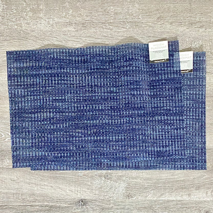 2x KitchenCraft Woven Blue Rectangular Placemat Dining Table Mat Protection Pair