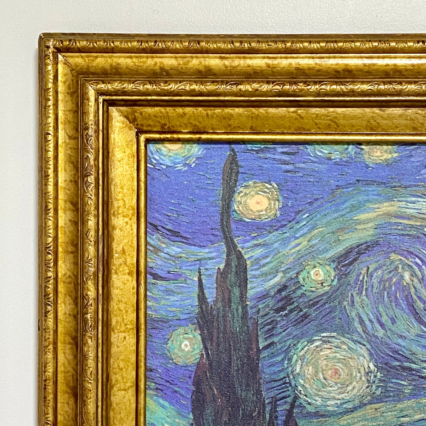 Vintage The Starry Night By Vincent Van Gogh Art Print On Canvas Gold Framed
