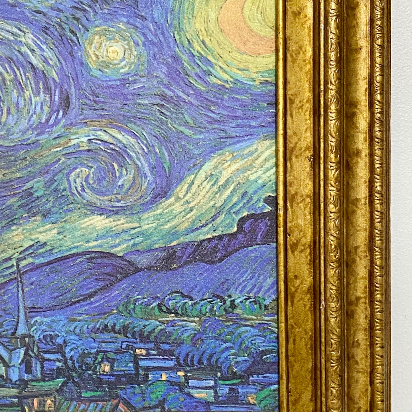 Vintage The Starry Night By Vincent Van Gogh Art Print On Canvas Gold Framed