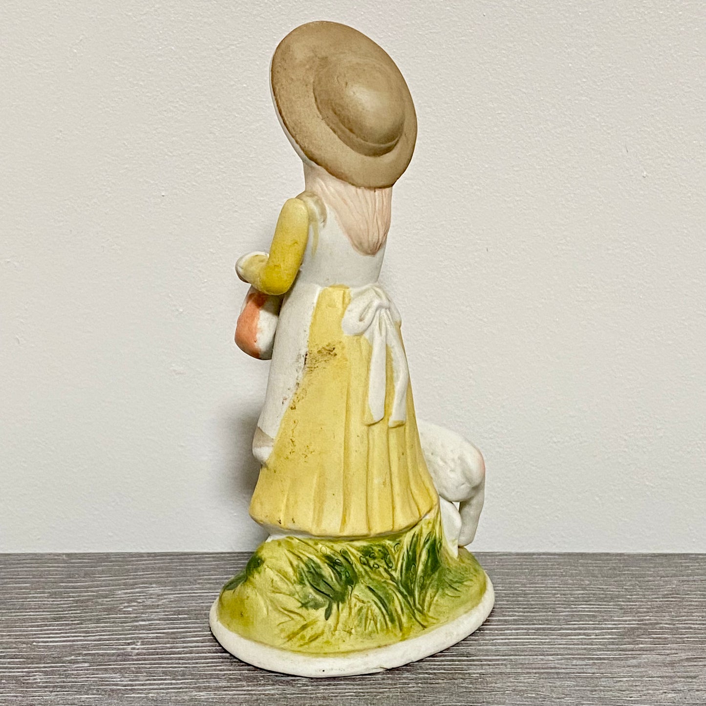 Vintage Porcelain Lady Mary Had A Little Lamb Figurine Ornament Art Deco Figure