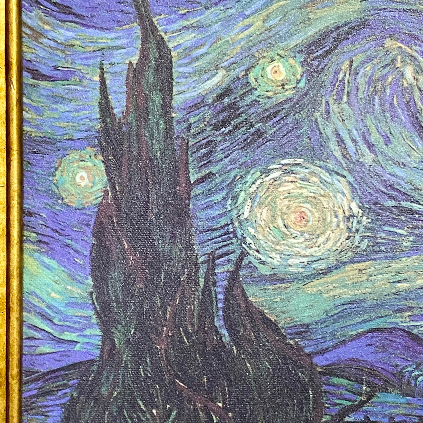 Vintage The Starry Night By Vincent Van Gogh Art Print On Canvas Gold Framed