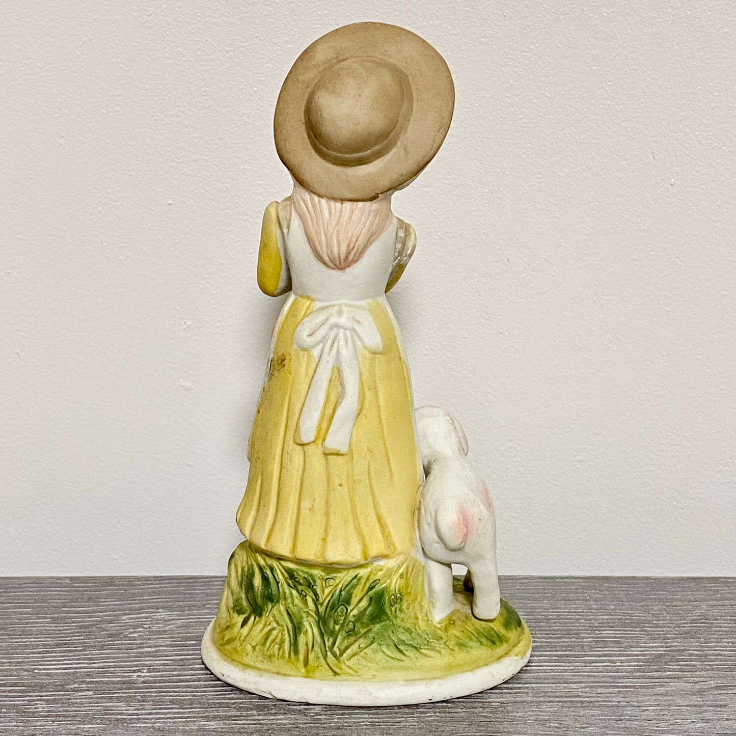 Vintage Porcelain Lady Mary Had A Little Lamb Figurine Ornament Art Deco Figure