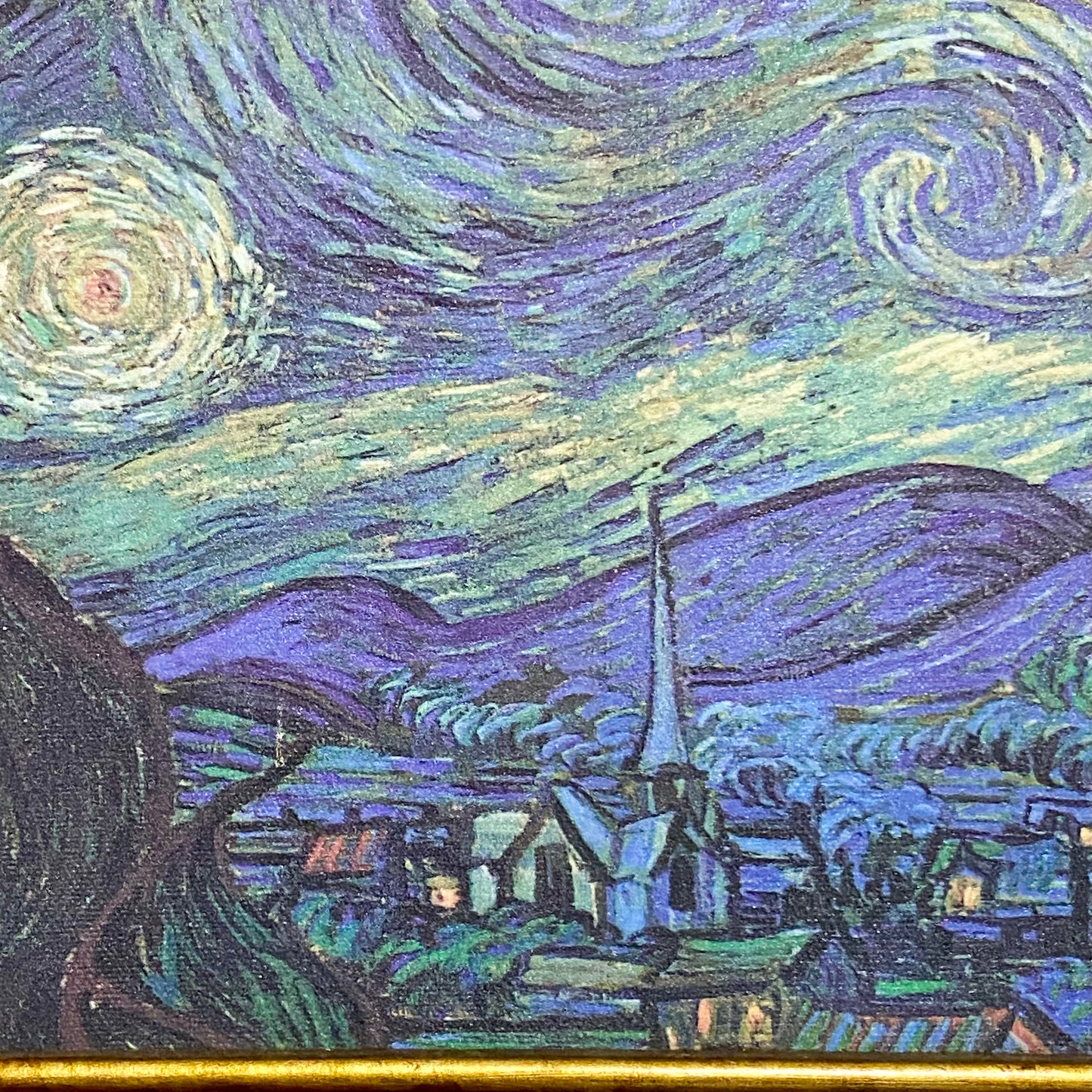 Vintage The Starry Night By Vincent Van Gogh Art Print On Canvas Gold Framed