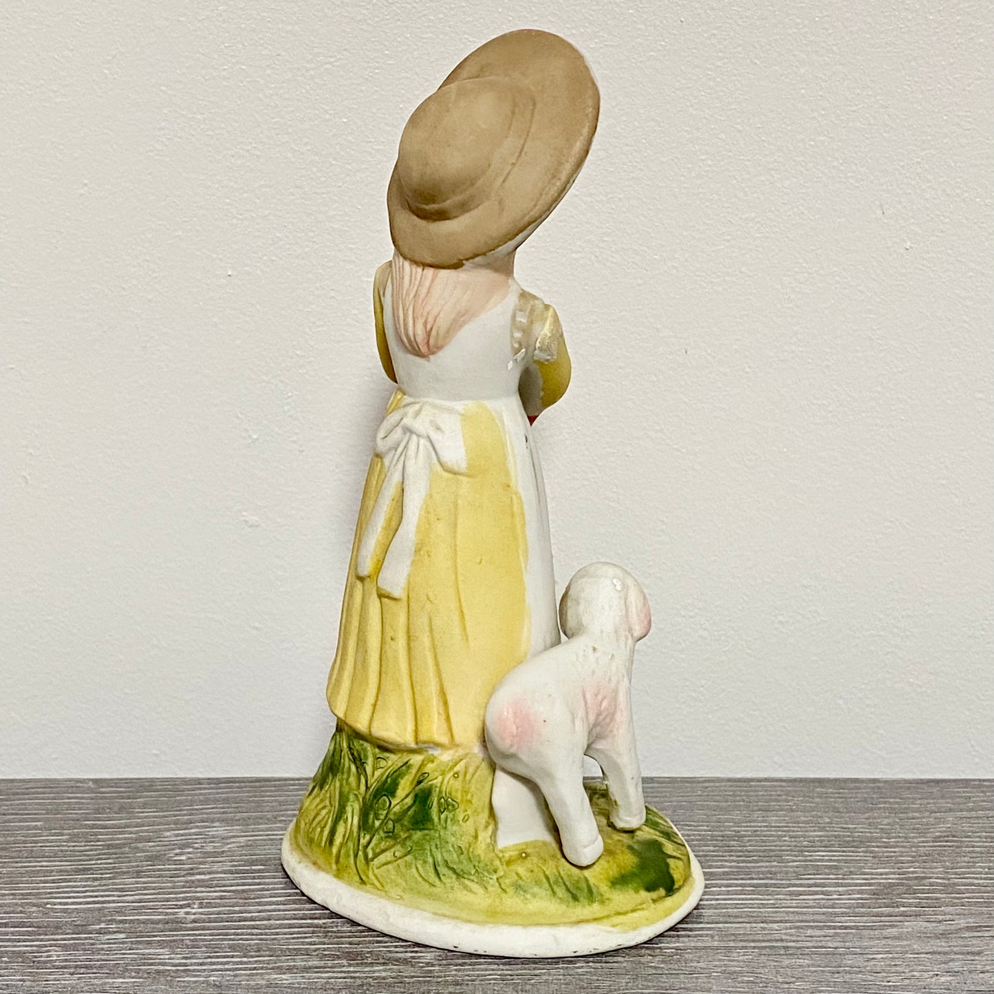 Vintage Porcelain Lady Mary Had A Little Lamb Figurine Ornament Art Deco Figure