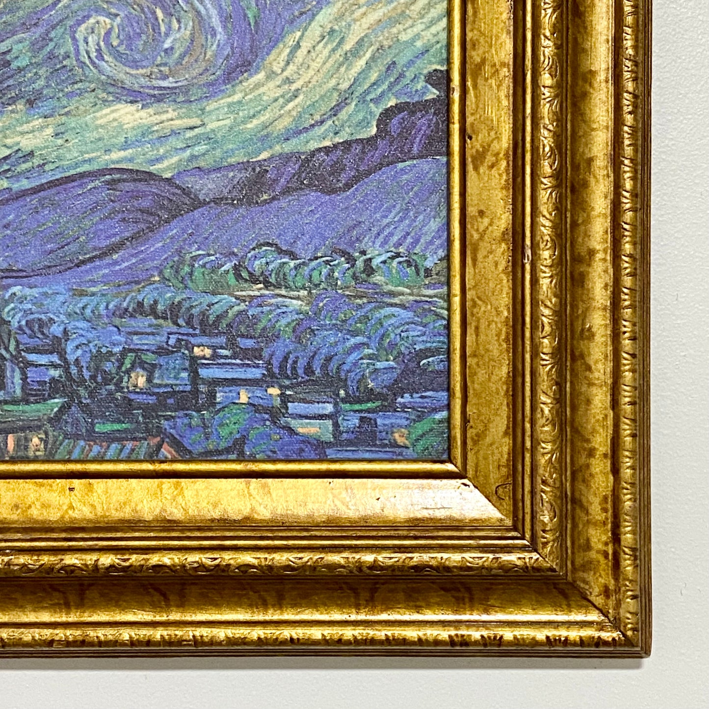 Vintage The Starry Night By Vincent Van Gogh Art Print On Canvas Gold Framed