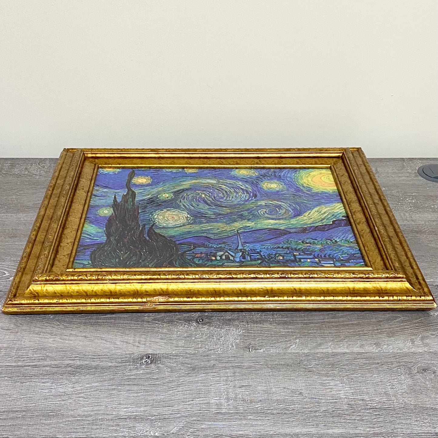 Vintage The Starry Night By Vincent Van Gogh Art Print On Canvas Gold Framed