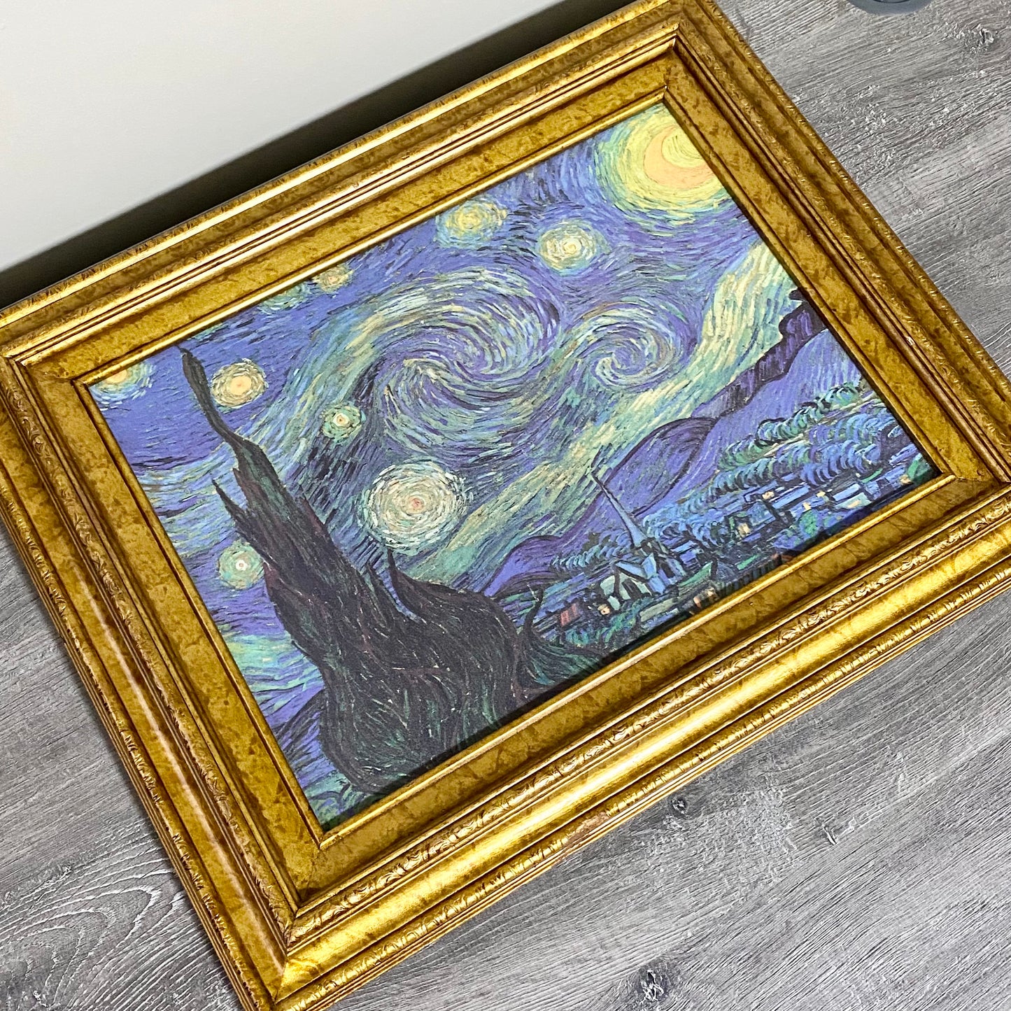 Vintage The Starry Night By Vincent Van Gogh Art Print On Canvas Gold Framed