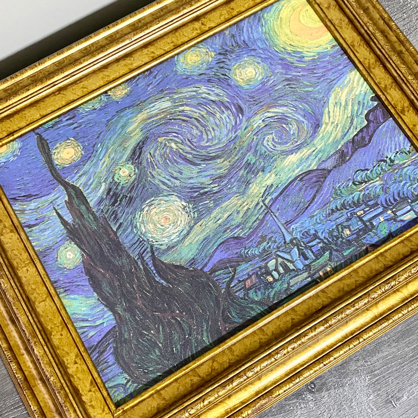 Vintage The Starry Night By Vincent Van Gogh Art Print On Canvas Gold Framed