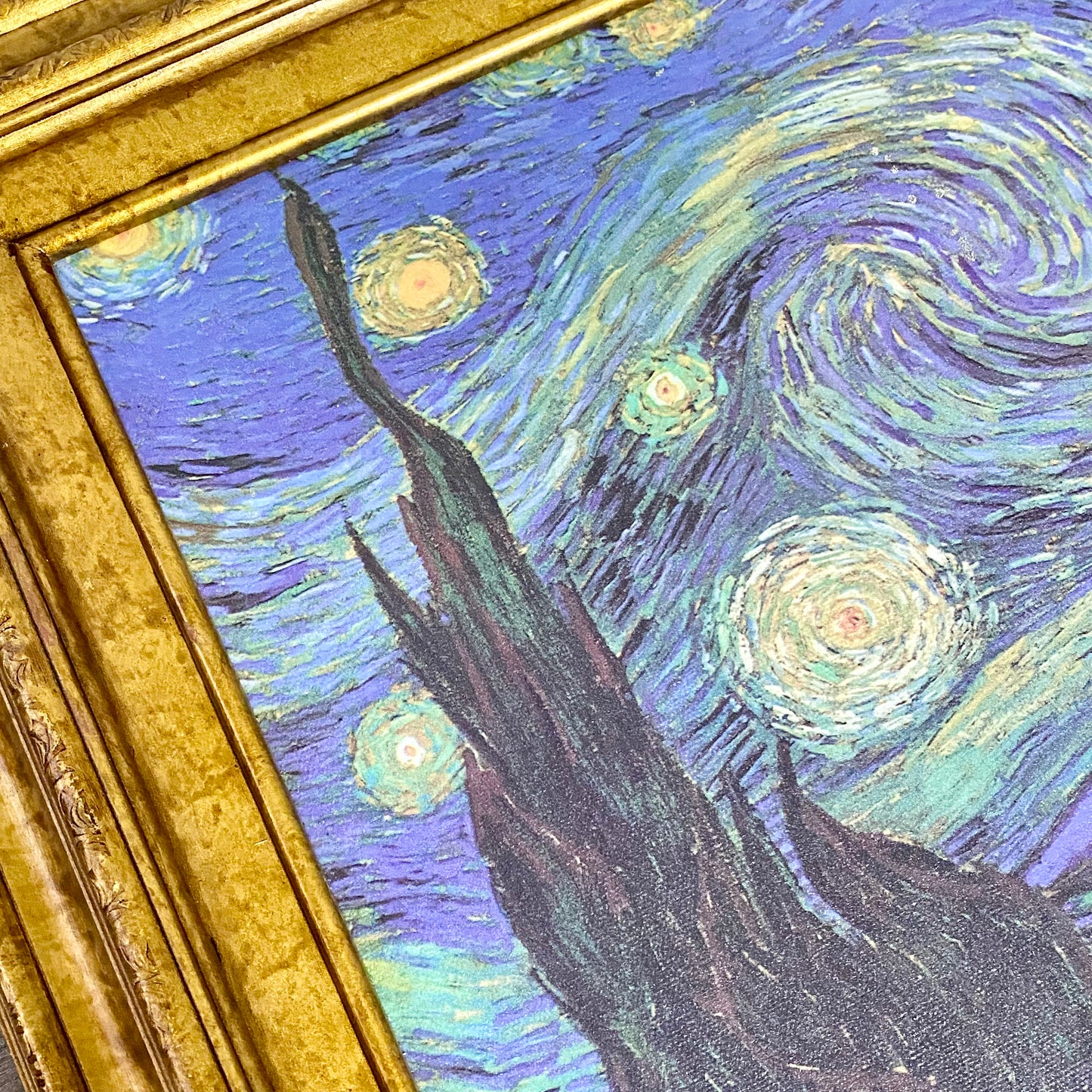 Vintage The Starry Night By Vincent Van Gogh Art Print On Canvas Gold Framed
