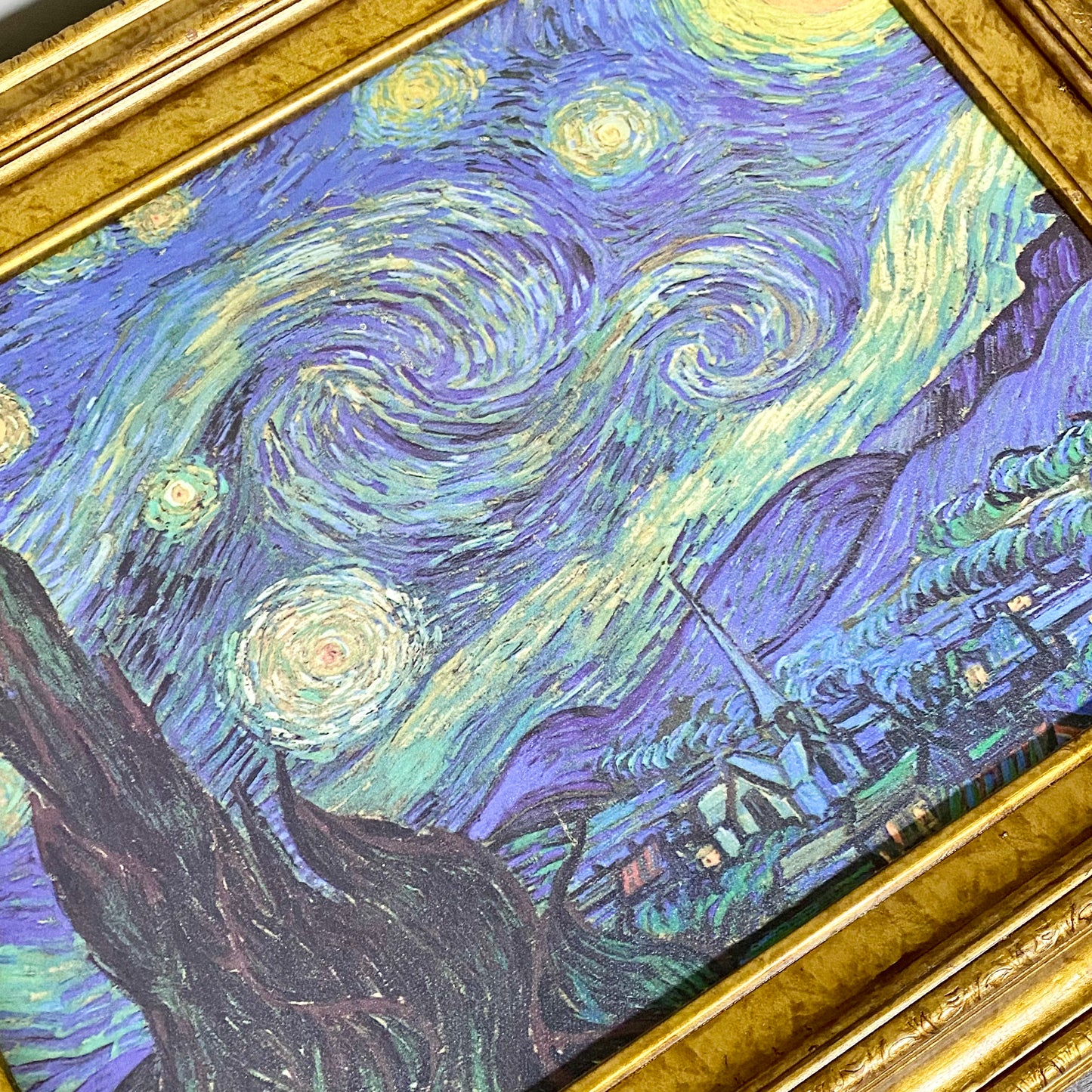 Vintage The Starry Night By Vincent Van Gogh Art Print On Canvas Gold Framed