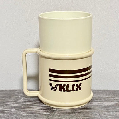 Vintage Plastic Klix Vending Machine Coffee Tea Cup Holder With Mug Set Rare