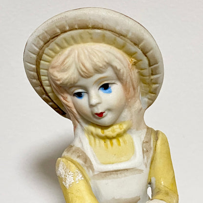 Vintage Porcelain Lady Mary Had A Little Lamb Figurine Ornament Art Deco Figure