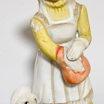 Vintage Porcelain Lady Mary Had A Little Lamb Figurine Ornament Art Deco Figure