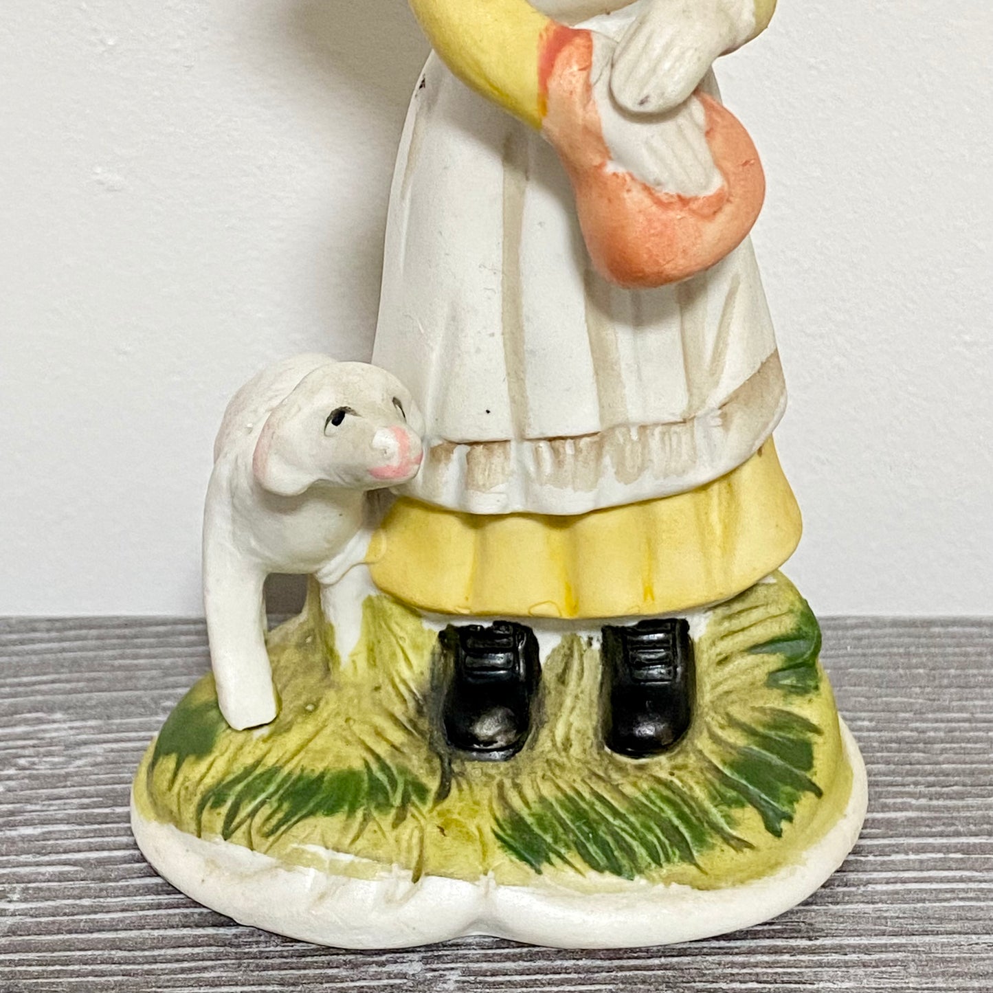 Vintage Porcelain Lady Mary Had A Little Lamb Figurine Ornament Art Deco Figure