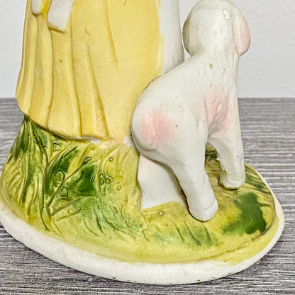 Vintage Porcelain Lady Mary Had A Little Lamb Figurine Ornament Art Deco Figure